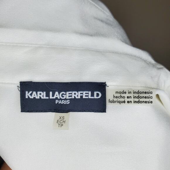 Karl Lagerfeld White Bell Sleeve Blouse XS - Picture 6 of 8